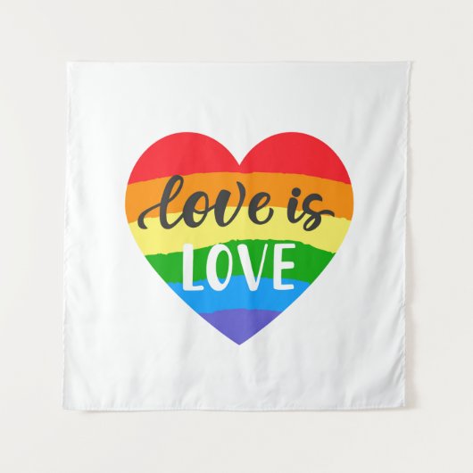 Tenture L'amour est l'amour le coeur arc-en-ciel (Devant)