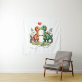 Tenture L'amour frappa les dinosaures (En situation)