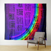 Tenture L'amour gagne Gay pride LBGQT Arc-en-ciel (En situation (horizontale))