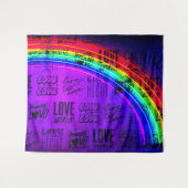 Tenture L'amour gagne le Gay pride LBGQT Rainbow (Devant (Horizontal))