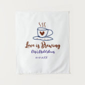 Tenture L'amour se prépare douche de mariage marron bleu a (Devant)