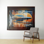 Tenture Lancement Lunaire - Voyage vers Moon Retro Poster (En situation (horizontale))