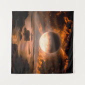 Tenture Landscape in fantasy alien planet with flaming moo (Devant (Horizontal))