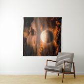 Tenture Landscape in fantasy alien planet with flaming moo (En situation (horizontale))