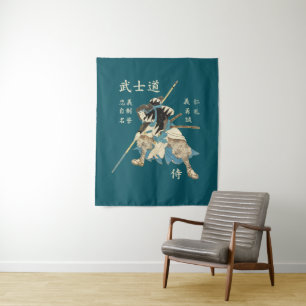 Tenture Langue japonaise de vertus des samouraïs huit de