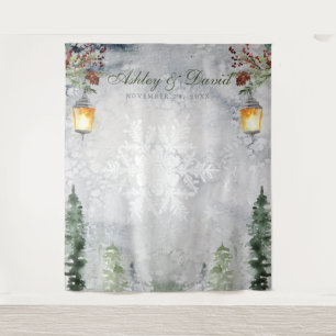 Tenture Lanterne Arbres de Pin Rustiques d'Hiver Mariage P
