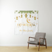 Tenture Lanternes dorées et blanches personnalisées Eid Mo (En situation)