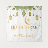 Tenture Lanternes dorées et blanches personnalisées Eid Mo (Devant)