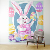 Tenture lapin avec oeufs de pâques (En situation)