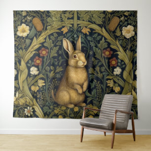 Tenture Lapin dans la forêt style Art nouveau