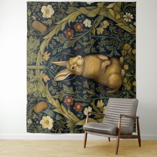 Tenture Lapin dans la forêt style Art nouveau (En situation)