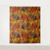 Tenture Lapin d'automne en rouge (Devant)