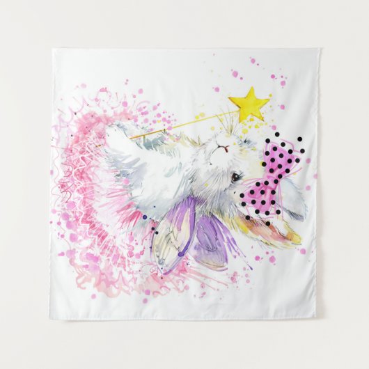 Tenture Lapin de fée d'aquarelle (Devant (Horizontal))