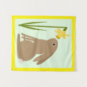 Tenture Lapin de Pâques et fleur de jonquille (Devant (Horizontal))