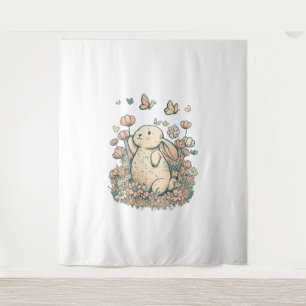 Tenture Lapin en fleurs