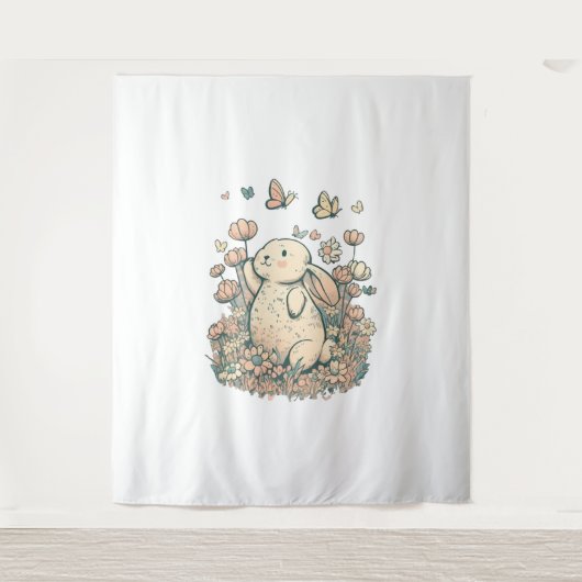 Tenture Lapin en fleurs (Devant)