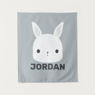 Tenture Lapin Mignon avec Nom Personnalisé