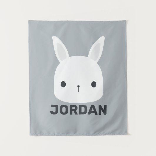 Tenture Lapin Mignon avec Nom Personnalisé (Devant)