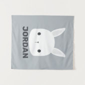 Tenture Lapin Mignon avec Nom Personnalisé (Devant (Horizontal))