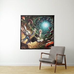 Tenture Lapin Panique Tombant Dans Le Trou Du Lapin