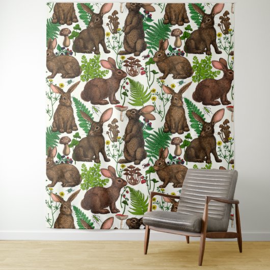 Tenture Lapins et flore boisée 4 (En situation)