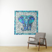 Tenture L'art de la mosaïque Blue Elephant (En situation)