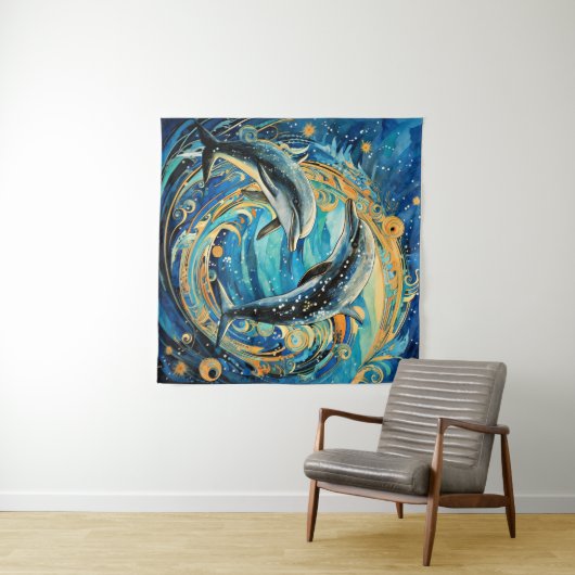 Tenture L'art des dauphins (En situation (horizontale))