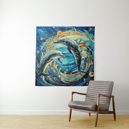 Tenture L'art des dauphins (En situation)
