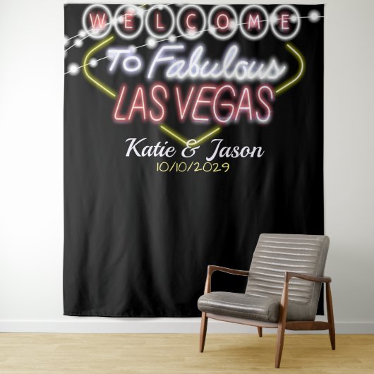 Tenture Las Vegas Mariage Photo Booth Reception fond (En situation)