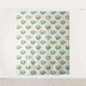 Tenture Latte Art dans de mignons cafés bleus (Devant)