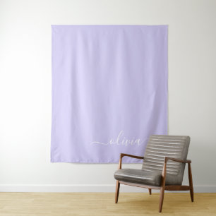 Tenture Lavande Purple Script Moderne Fille Monogramme Nom
