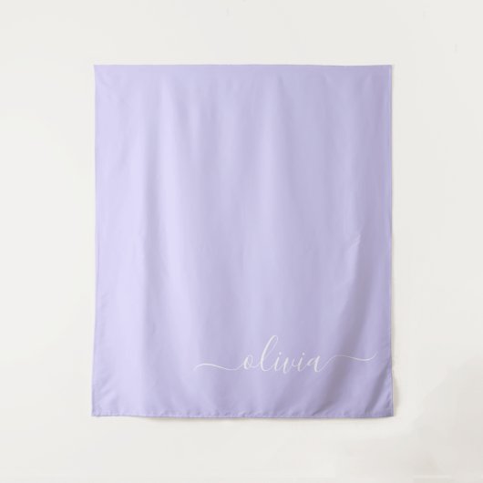 Tenture Lavande Purple Script Moderne Fille Monogramme Nom (Devant)