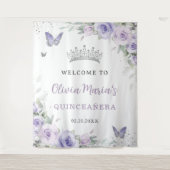 Tenture Lavande Violet Floral Quinceañera Mariée Bienvenue (Devant)