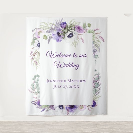 Tenture Lavande violette et anémones blanches Floral | Tap (Devant)