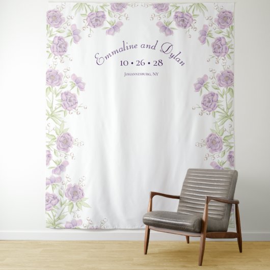 Tenture Lavender Purple Rose Wedding Photo Backdrop (En situation)