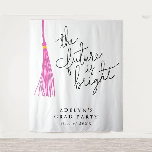 Tenture L'Avenir Est Clair Pink Tassel Moderne (Devant)