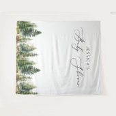 Tenture L'aventure attend le baby shower des pins des bois (Devant (Horizontal))