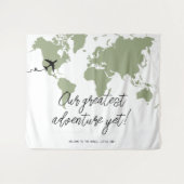 Tenture L'aventure commence Carte du monde Baby shower Sag (Devant (Horizontal))
