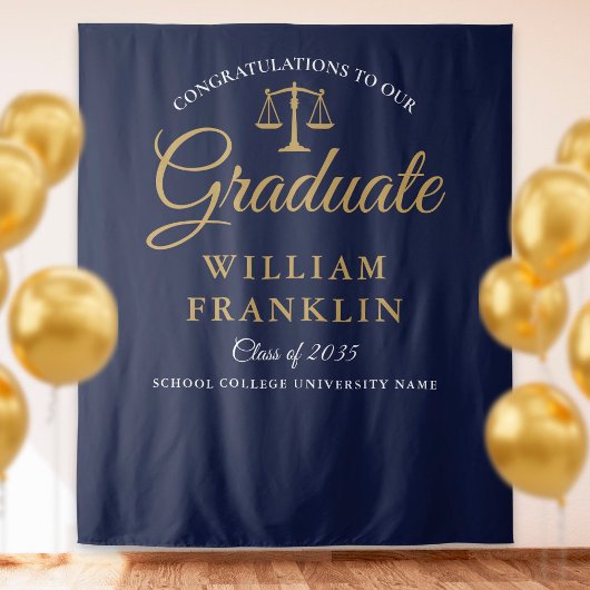 Tenture Law School Blue Gold Graduation Photo Contexte