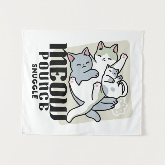 Tenture Laze Furr Days - Cute Lazy Cats Design (Devant (Horizontal))