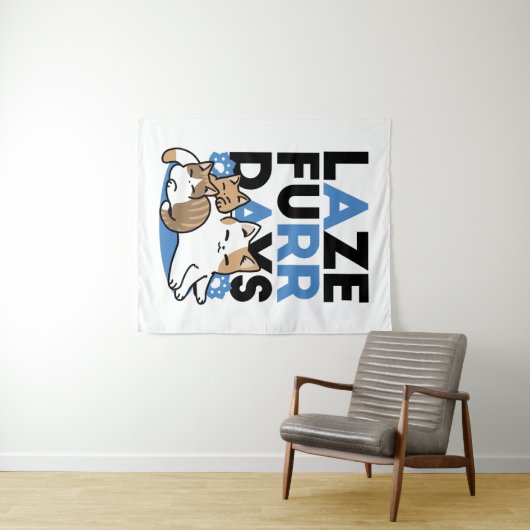 Tenture Laze Furr Days - Cute Lazy Cats Design (En situation (horizontale))