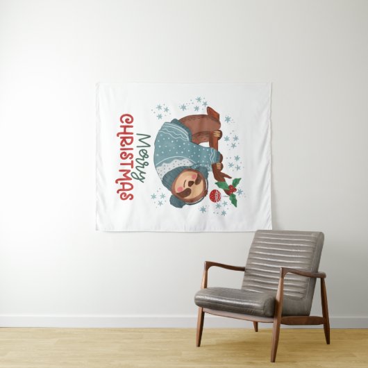 Tenture Lazy Sloth Noël (En situation (horizontale))