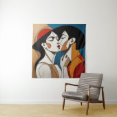 Tenture Le baiser Abstrait (En situation)