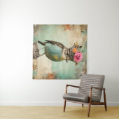Tenture Le Bel Oiseau dans un Collage de Couronne (En situation (horizontale))