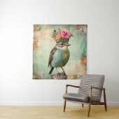 Tenture Le Bel Oiseau dans un Collage de Couronne (En situation)