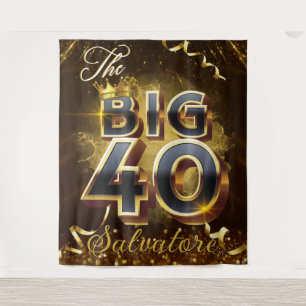Tenture Le Big 40 Elégant Black & Gold Royal Anniversaire