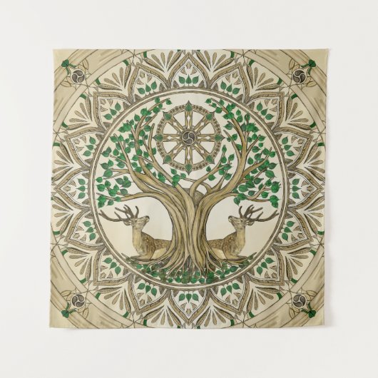 Tenture Le Bodhi arbre Dharma Wheel (Devant)