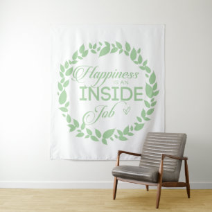 Tenture Le Bonheur Est Une Guirlande Verte À L'Intérieur D