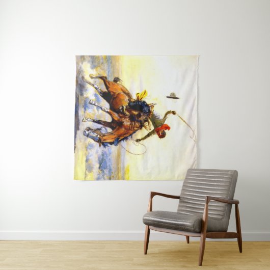 Tenture "Le Bucker" Western Art de Charles M Russell (En situation (horizontale))