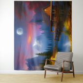 Tenture Le Cabine dans l'anse sous la lune (En situation)